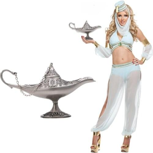 Silvery Legend Aladdin Magic Genie Light Wishing Oil Collectable Classic Lamp