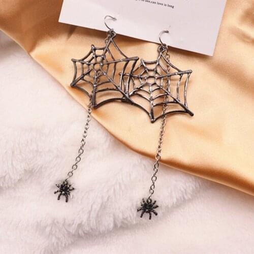 Halloween party decoration accessories jewelry spider web ear stud earring ear chain fancy dress party dress up goth style gift
