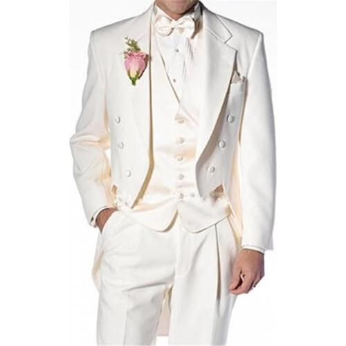 Ivory Italian Style Mens Slim Fit Grooming Tuxedos Suits Men Custom Made 3 Pieces Business Formal Suits Costume Homme Suits