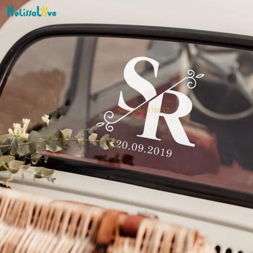 Split Monogram Wedding Car Window Decal Initial And Date Wedding Reception Party Sign Welcome Removable Vinyl Stickers BA344