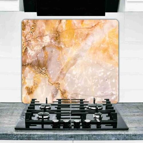 Gold Marble looking Glass Cooker Protective and Glass Cutting Board Cooker protection panel Antibacterial 50 Cm X 56 Cm Single piece