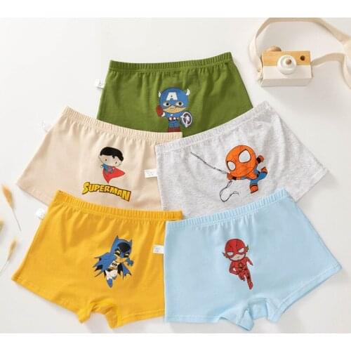 5 strips-1 box Disney 3-12 years old boys and girls flat angle cotton Underpants princess spiderman little dinosaur cloud cat