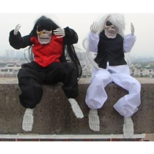 Halloween Decoration Skull Ghost Doll Scary Crying Black and White Horror Ghost Bar Haunted House Decoration Prank Props