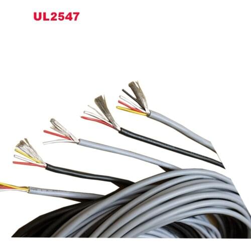 UL2547-24/26/28AWG 2/3/4 Cores Shielded Signal Wire Headphone Cable Multi Core Shielded Wire Black Gray 1 Meter