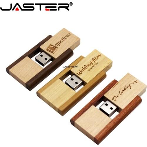 JASTER Wedding Gifts Wooden USB Flash pen Drive Walnut USB 2.0 wooden LOGO engrave usb stick