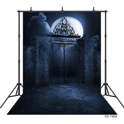 Graveyard Gate Spooky Halloween Eve Backdrops Costume Party Vinyl Photographic Backgrounds for Photo Studio Children Portrait