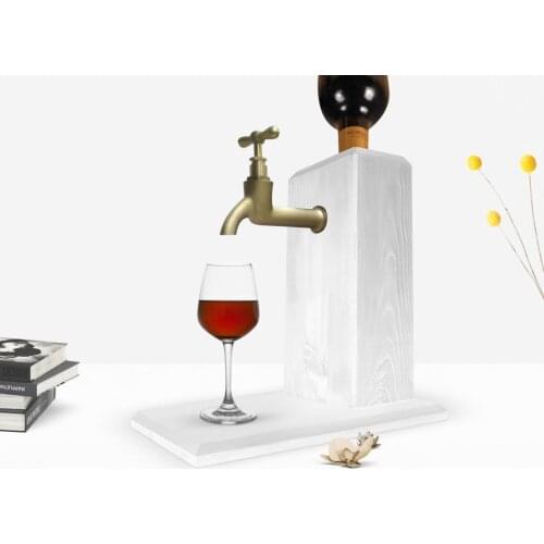 BK Home Tap Natural Wood Wine Stand-Vintage White