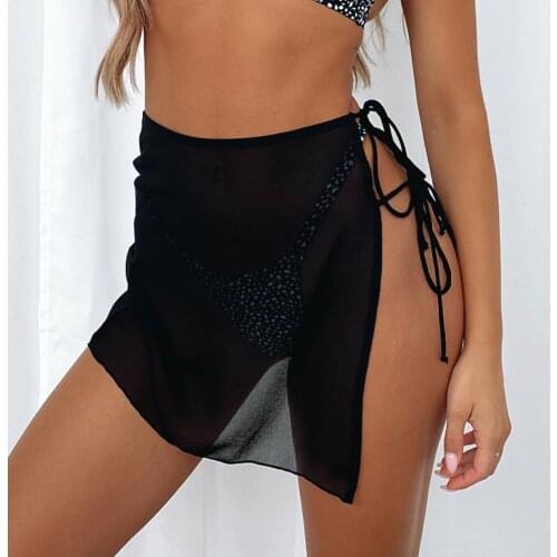 Women Mesh MIni Skirts Thin Mesh Ladies Cover Up Tassel Dress Bikini Solid Color Bathing Skirt Women Swimsuit Beachwear Wrap new