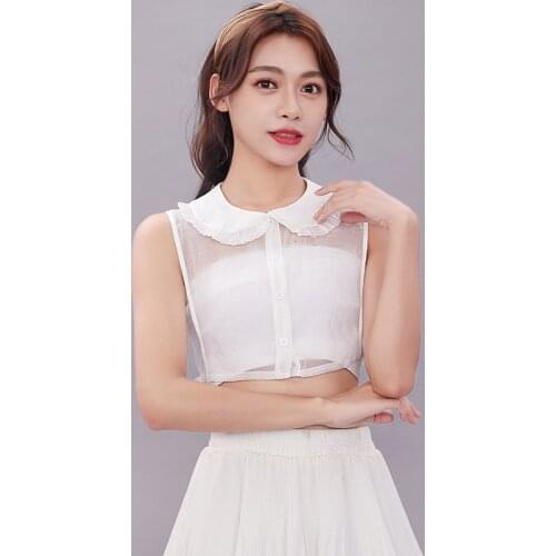 2020 White Blouses Shirt Fake Collar Vintage Women Detachable False Collar Half Shirt Lapel Collar Tie Ladies Clothes Decor
