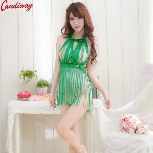 Slutty Candy stripper dancing Sexy glistening Tassels erotic lingerie suit Fashion Sequins underwear Dress babydoll costume