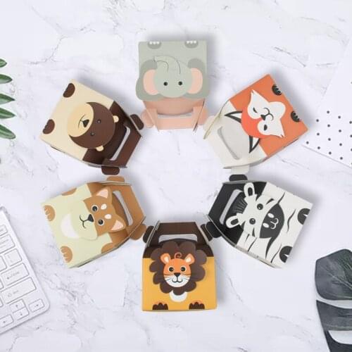 Animals Bags Treat Kids or Guests Dragee Gift Bag with Handle Jungle Safari Box Candy Packing Birthday Party Favors