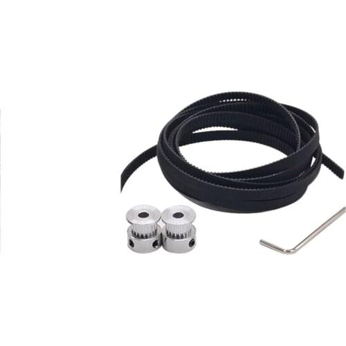 20 Teeth GT2 Timing Pulley, Bore 5mm + 2M GT2 Timing Belt, For 3D Printer Cnc Parts, 3D Printer Parts Accessory, 2pcs