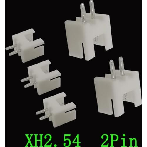 100 Pcs JST XH2.54MM 2 Pin Male Plug Plastic Housing Shell Straight Needle Terminal Wire Connectors Pitch 2.54MM for PCB Elect