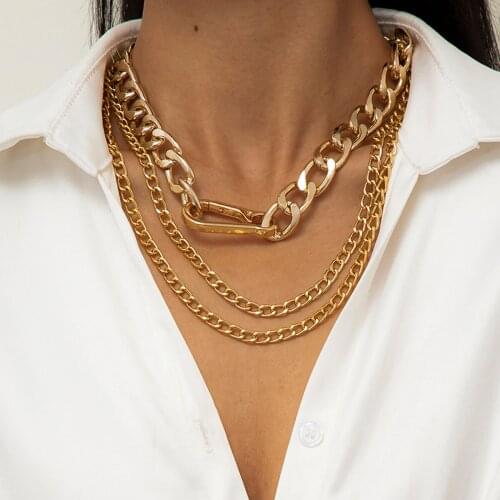 2 Pcs Layered Thick Cuban Link Chain Necklace on Neck Hiphop Choker Necklace for Women 2021 Fashion Necklace Jewelry Accessories