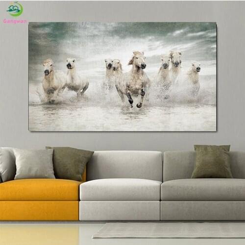 Diamond Embroidery Abstract art Picture Modern animal art, running horses in water Of Rhinestones Diamond Painting Mosaic