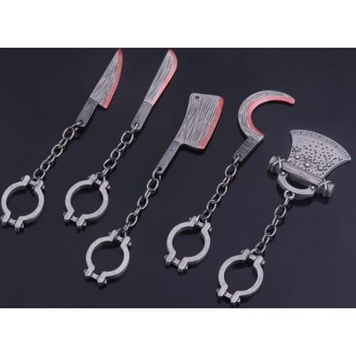RJ Weapon Model Keychain Goth Horror Axe Bayonet Machetes Knife Key Chain Holder Cosplay Props Jewelry Accessories Halloween
