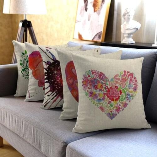 Fuwatacchi Heart Photo Cushion Cover Linen Pillow Cover for Home Sofa Decorative Pillow Case Winter Decorations Valentines Day