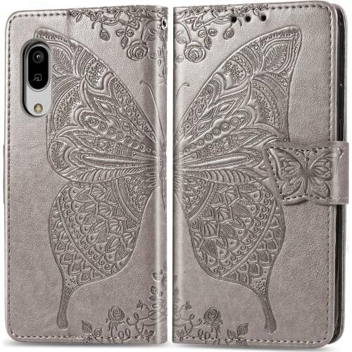 Cute Butterfly Case for Sharp Aquos Sense3 Lite (Sense 3) 5.5in Cover Flip Leather Wallet Book Black SH-RM12 SHV45 SH-02M SH02M