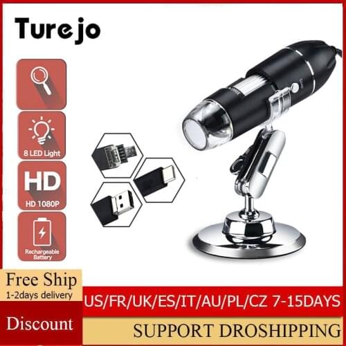 1600X Digital Microscope for Electronics Type-C 3 in 1USB Microscope Camera Magnifier 1080P 8 LED for MacBook Android Phones