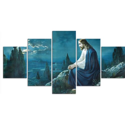 Decorative Painting 5 Piece HD Printed Jesus Christ Religious Painting Canvas Print Room Decor Poster Picture Canvas Art