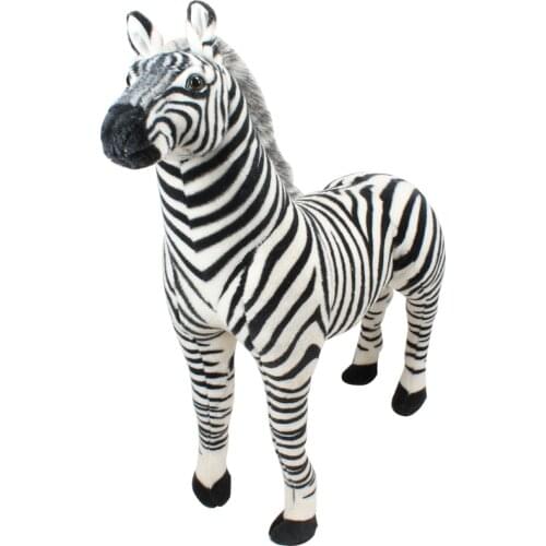 Dorimytrader 110cm Giant Simulation Standing Animal Plush Toy Realistic Zebra for Children Gift Deco DY60310