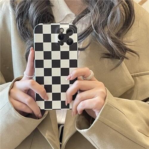 Geometric lattice leather case for iphone 12 Pro Max 11 11ProMax XR X XS Max 7 8 Plus SE 2020 12Mini phone cases soft back cover