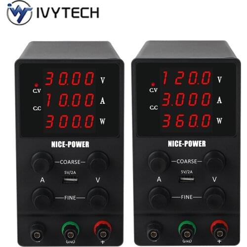 IVYTECH 4 Digit Display 30V 10A Laboratory DC Power Supply Adjustable USB Charging Repair Switching Regulated Power Supply 120V
