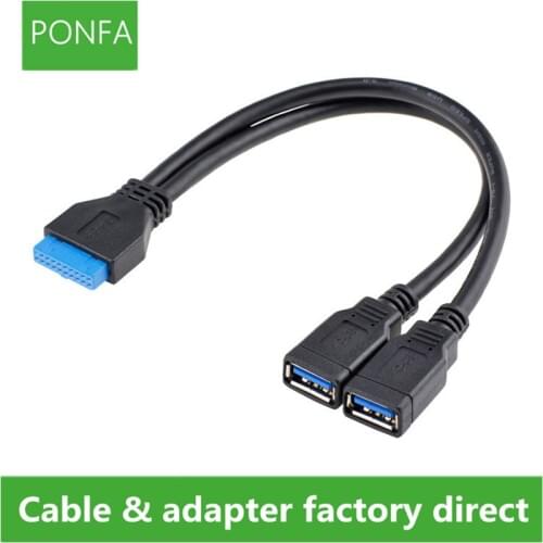 Desktop Computer usb 3.0 20 pin male to 2 usb a female cable Adapter Connector For Asus P7P55/USB3 Gigabyte Msi Onda Motherboard