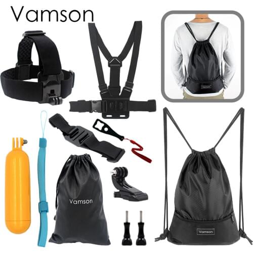 Vamson for Gopro Accessories 9 in 1 Kit Chest Body Strap Tripod Monopod Wrench For Gopro Hero 5 4 3 for Xiaomi for Yi VS19