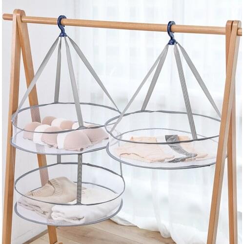 Clothes Basket Wash Drying Clothes Basket Drying Rack Mesh Drying Socks Double-layer Clothes Net Drying Bra Hanger