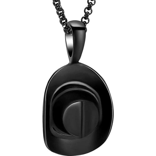 Cowboy Hat Stainless Steel Cremation Urn Pendant Necklace Memorial Ash Urn Jewelry