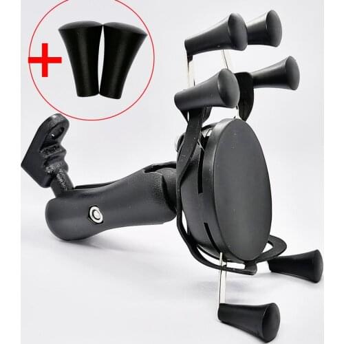 Motorcycle Scooter Mirror Rear View Mount Universal Grip Cell Phone Holder for 4-6 inch Smart Phones and GPS