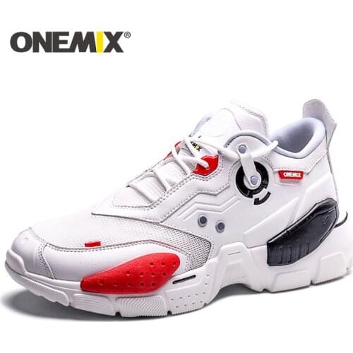 Onemix Man Running Shoes for Men Breathable Mesh White Sneakers Women Casual Female Light Non-slip Outdoor Sports Training Shoes