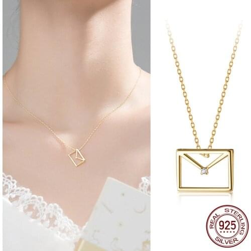 La Monada 41+4cm Silver Necklace For Women Fine Silver 925 Jewelry Fashion Envelope Neck Pendants 925 Silver Chains Woman Thin