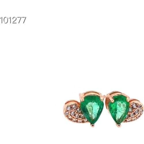 Love Heart Emerald earring Free shipping Natural real emerald 925 sterling silver 2pcs 5*7mm gemstone Fine jewelry