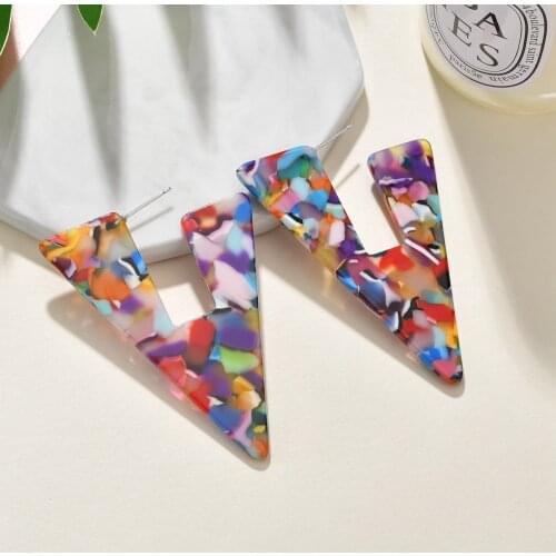 Sweet Girl Earrings 2020 Fashion New Earrings Temperament Simple Acrylic Acetate Plate Hot Sale Deep Leopard Color Earrings