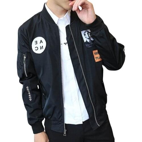 Fashion bomber jacket mens hip hop patch design slim fit bomber jacket mens coat jacket plus size 4XL