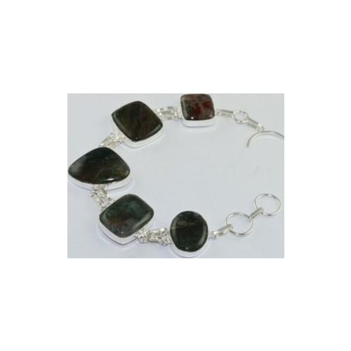 Moss Agates Silver Overlay on Copper Bracelet , 23.6 cm, B1703