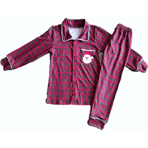 Autumn and winter boutique new childrens suit Christmas series red long sleeve pajamas + trousers girls' Pajamas Set20