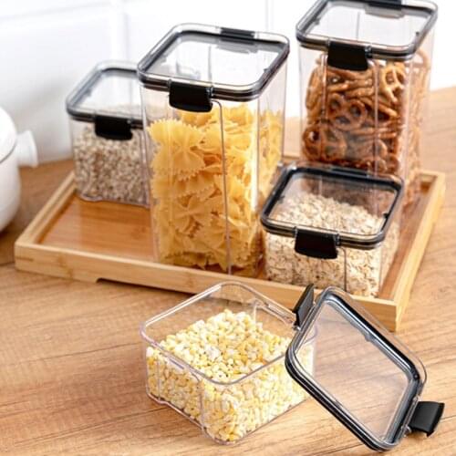 Plastic Food Grade Storage Box Sealed Tank Transparent Bottle Jar Container Snack Nuts Grain Coffee Can Kitchen Household