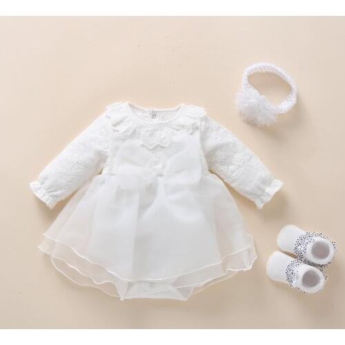 Baby Christening Dress White Newborn Snow White Baby Dress Baby Girl 1 Year Birthday Dress Long Sleeve Baby Baptism Dresses