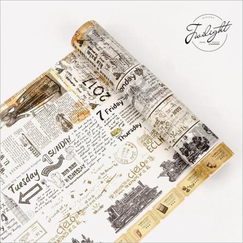 Retro Old Newspaper Ticket Nostalgic Memory Of The Old Days Decoration washi tape DIY Planner Diary Scarpbooking Masking Tape