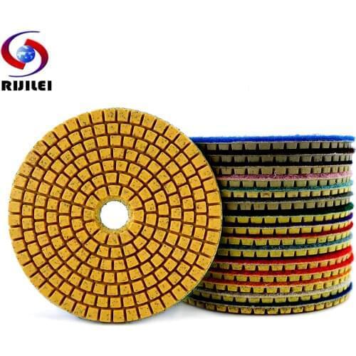 RIJILEI 1PCS 3"/4" Wet/Dry Diamond Polishing Pad Flexible Grinding Discs For Granite Marble Stone Concrete Floor Polishing ZJ10