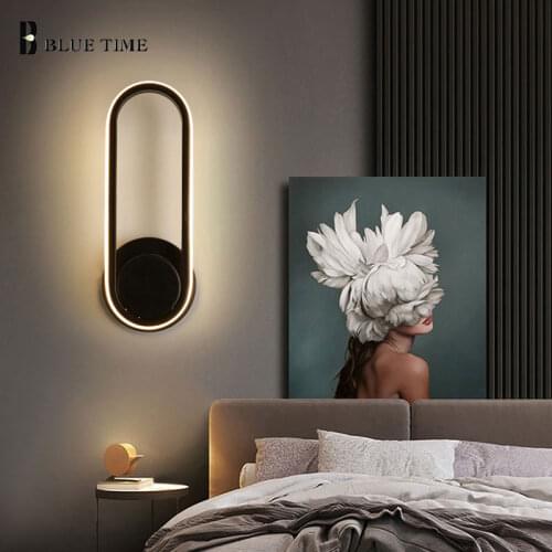 Modern LED Wall Lamp For Bedroom Bedside Light Living Room Bedroom Decor Lights Corridor Wall Light Aisle Lighting Black White