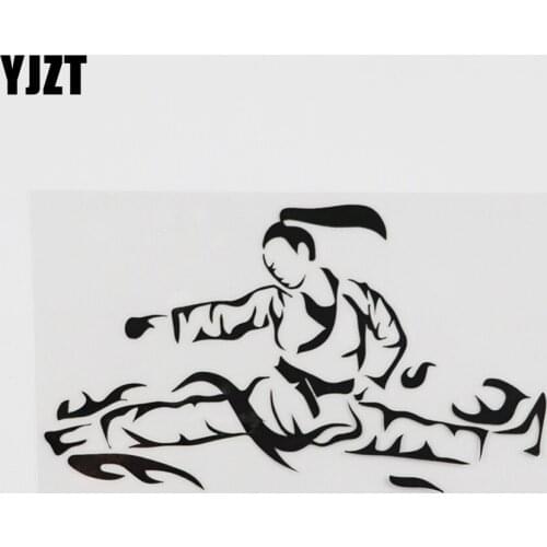 YJZT 14.3CMX8.2CM Fighting Martial Arts Japan Decal Vinyl Car Sticker Black/Silver 8A-0238