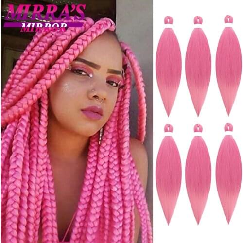 Mirras Mirror Ombre Synthetic Hair Braids 20/26 Inch Pre Stretched Braiding Hair Afro Pink Jumbo Braid Hair Hot Water Setting