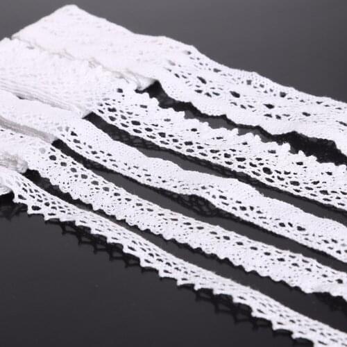 10Yard White/Black/Ivory Color Cotton Lace Fabric Embroidered Net Lace Trim Ribbons Handcrafts Sewing DIY Decoration