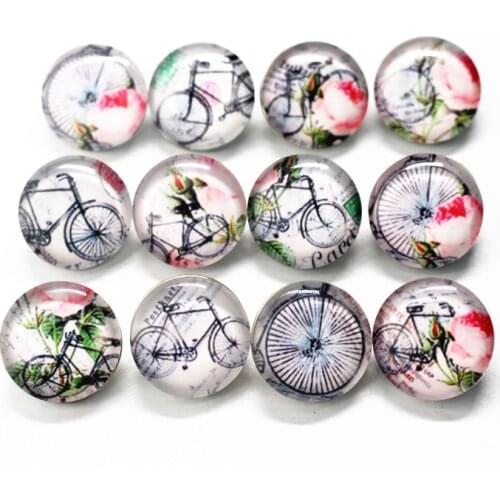 12pcs/lot glass bike 18mm snap buttons bicycle leather clasp snap button bracelet snap Bangles jewelry