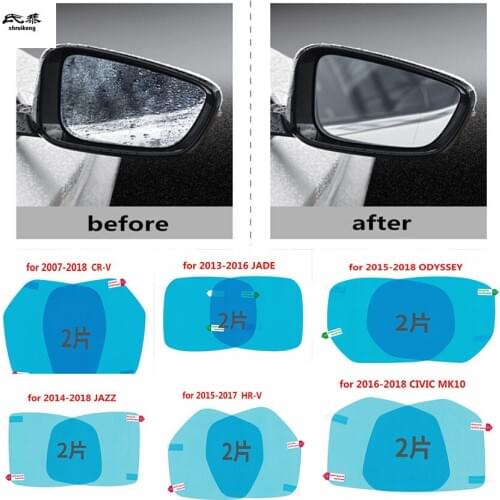 2pcs/lot car rearview mirror Rainproof film for HONDA CR-V JADE JAZZ HR-V ODYSSEY CIVIC MK10