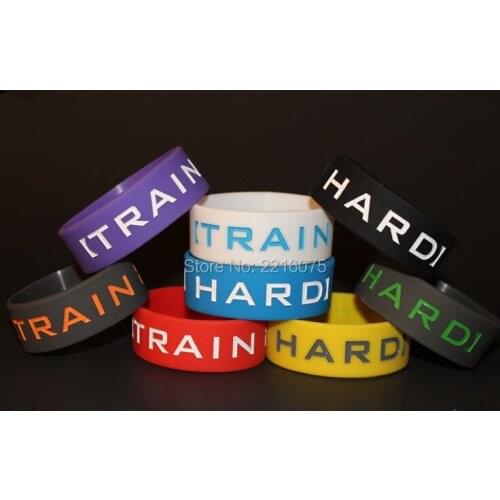 300pcs one inch TRAIN HARD wristband silicone bracelets free shipping by DHL express